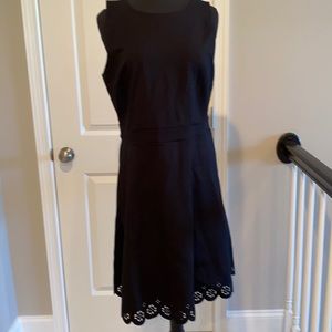 NWT Fit & Flare loft dress 12 black lasercut detai